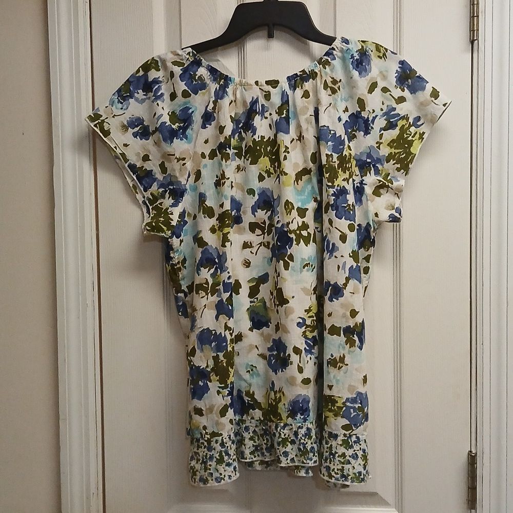 KIM ROGERS Floral Print Layered Women's Top Size XL Blue/White - Picture 5 of 6